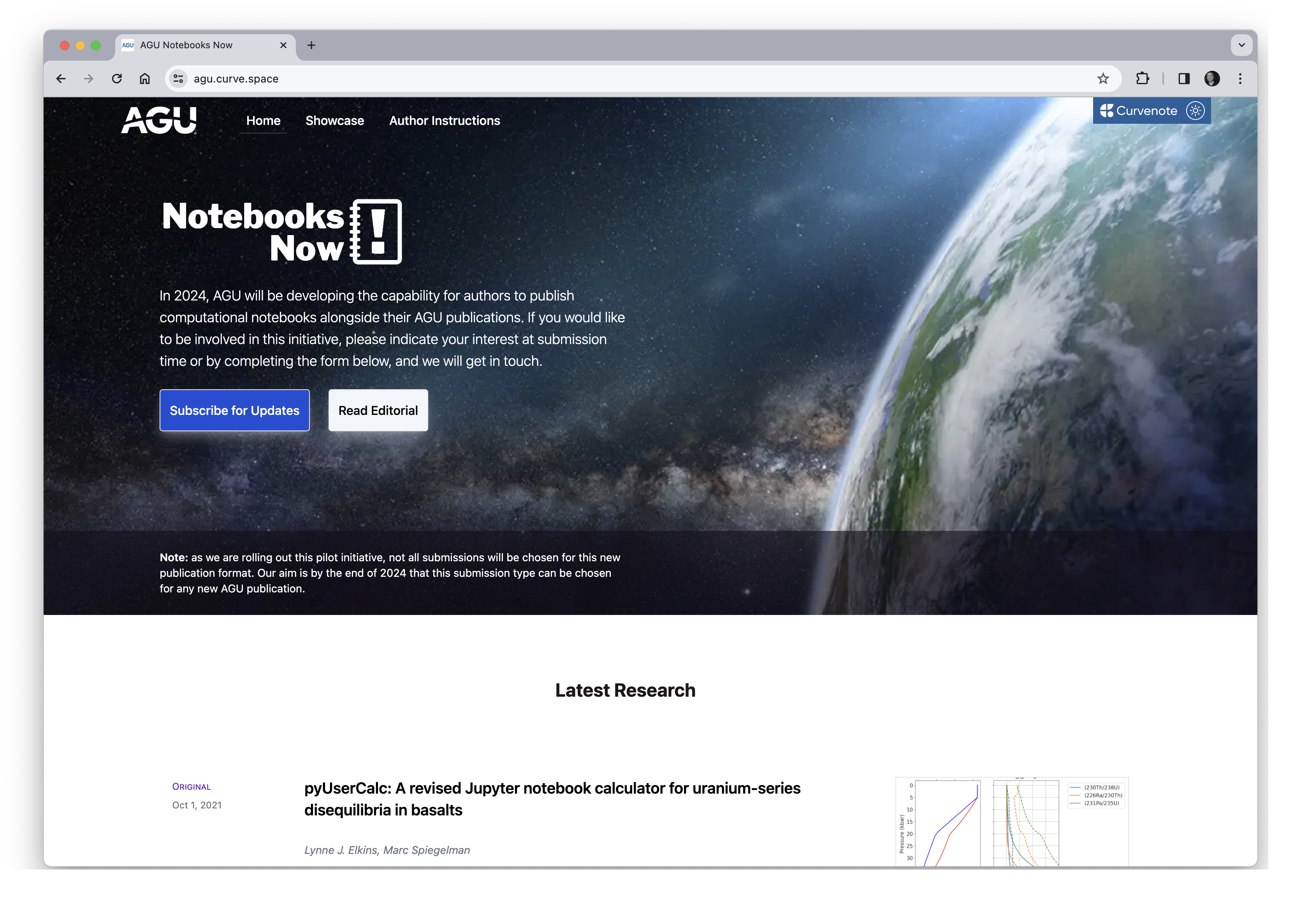 The Notebooks Now! showcase (https://agu.curve.space) - this is how computational notebooks will appear once they’ve been through peer review and published. A high quality, interactive reading experience directly integrated with Jupyter allowing a reader to launch a Jupyter server and directly access the notebooks in a reproducible environment.