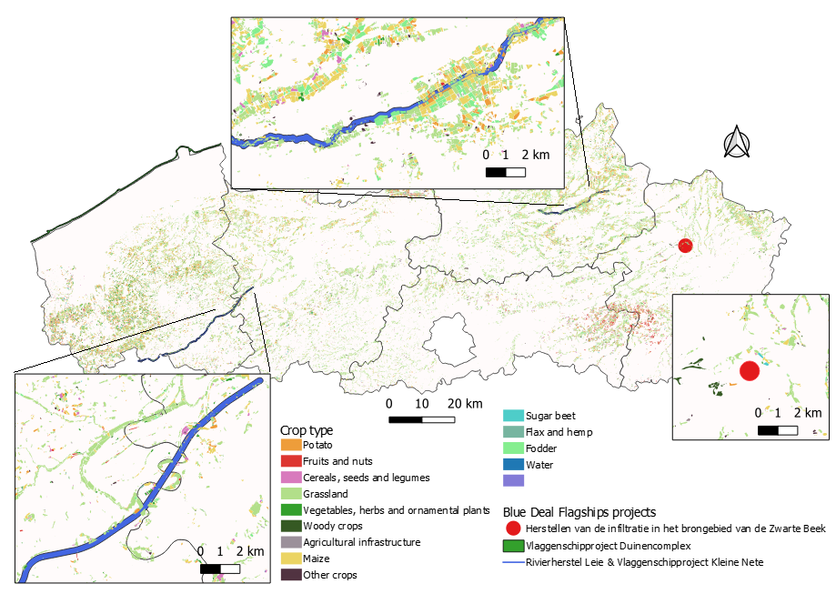 Agricultural use in poorly drained soils in the location of the Blue Deal Flagships projects.