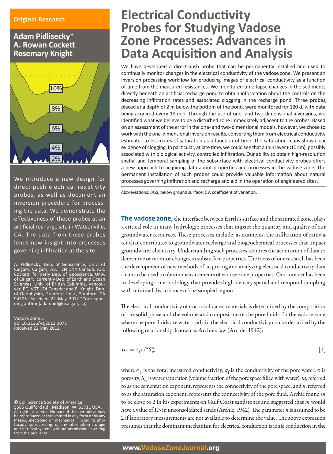 Electrical Conductivity Probes for Studying Vadose Zone Processes: Advances in Data Acquisition and Analysis.