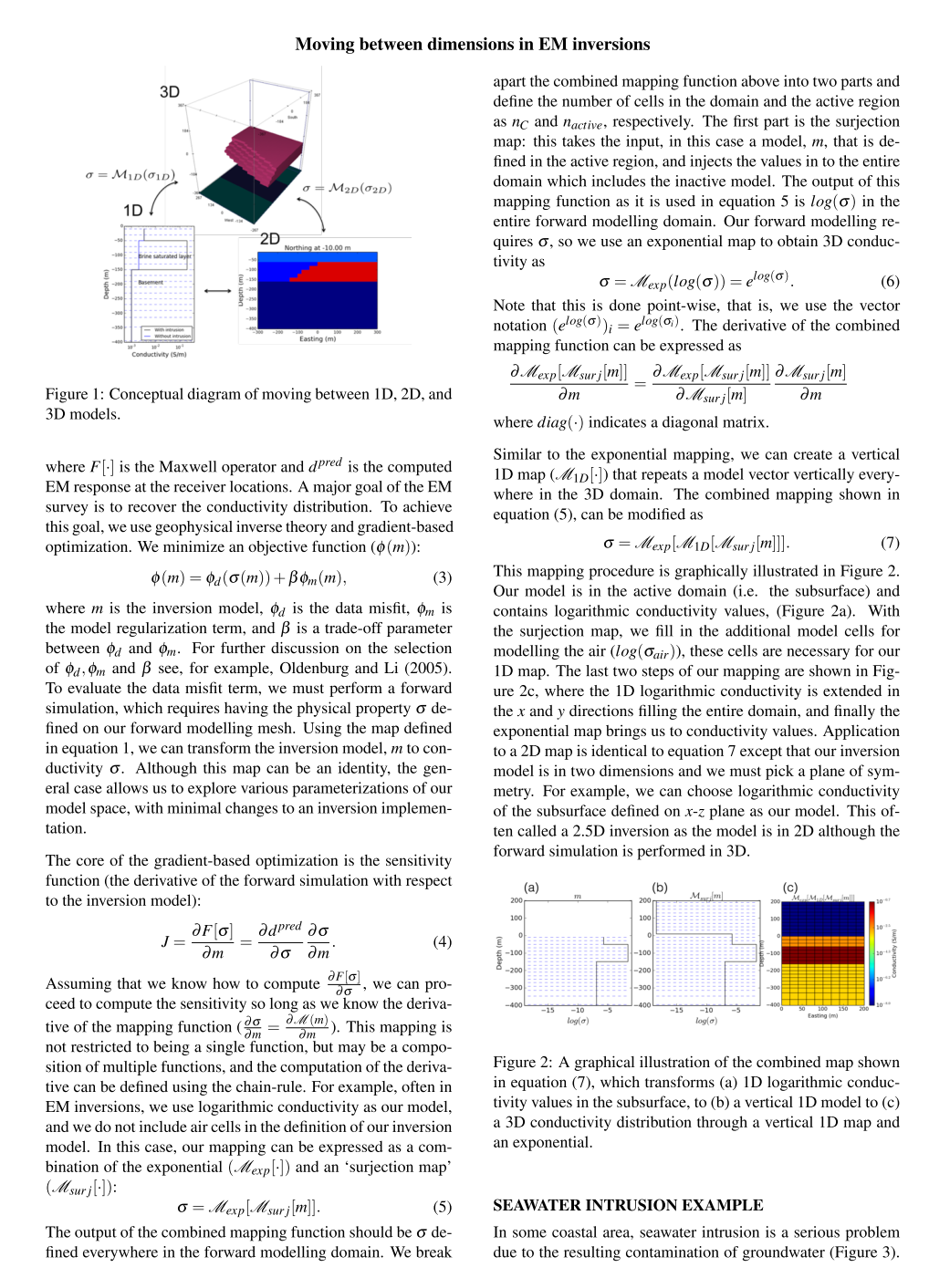 Moving between dimensions in electromagnetic inversions