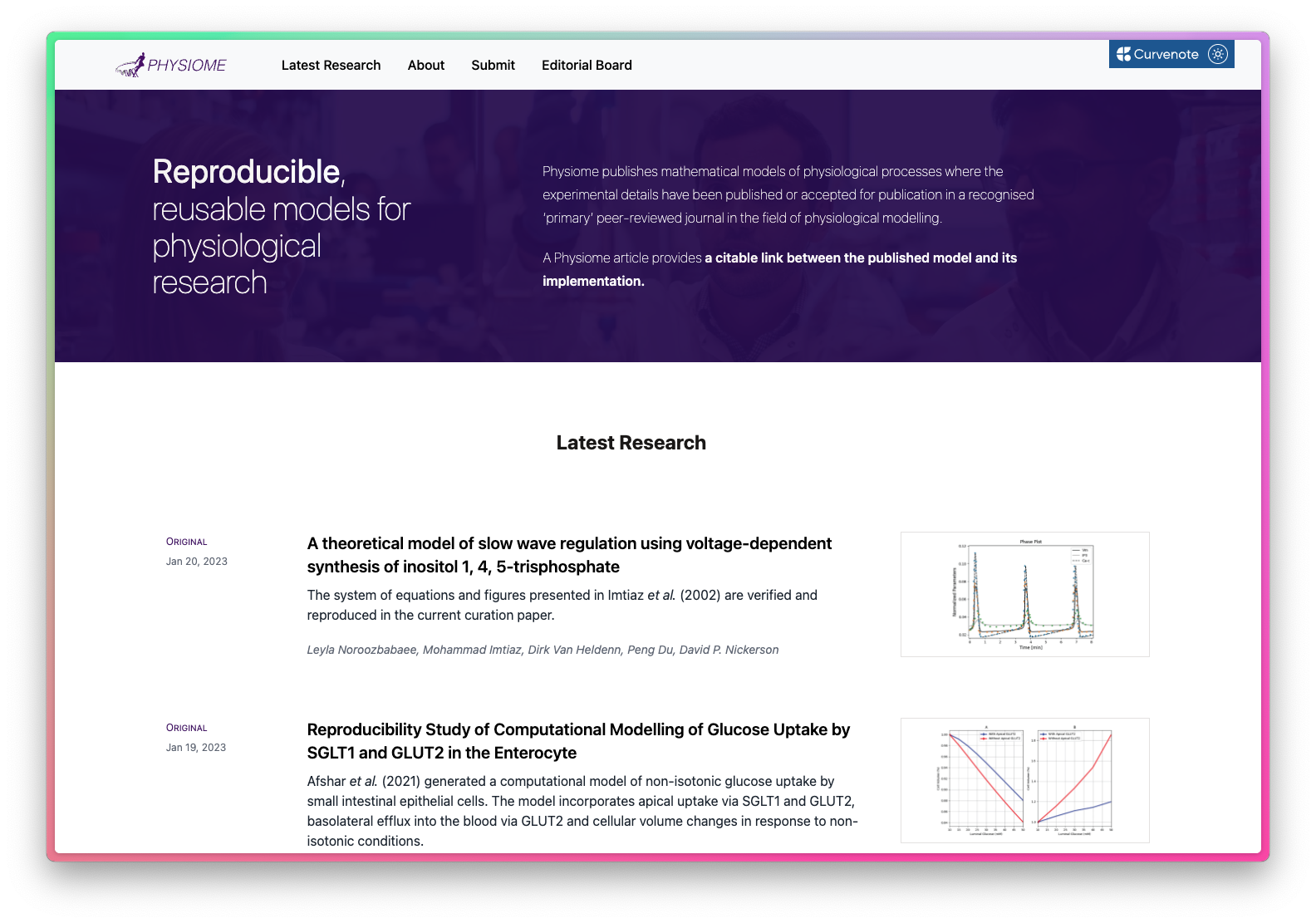 The journal Physiome encourages the publication of reproducible physiological research.