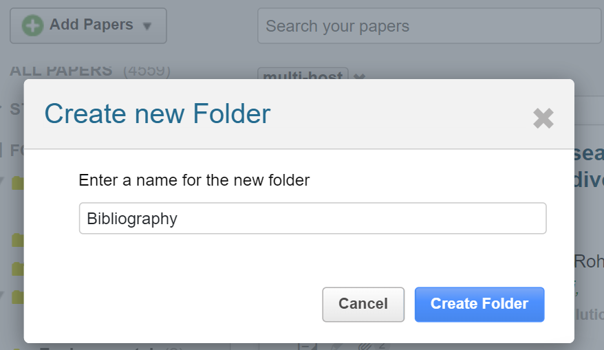 Name and create a new folder in Paperpile.