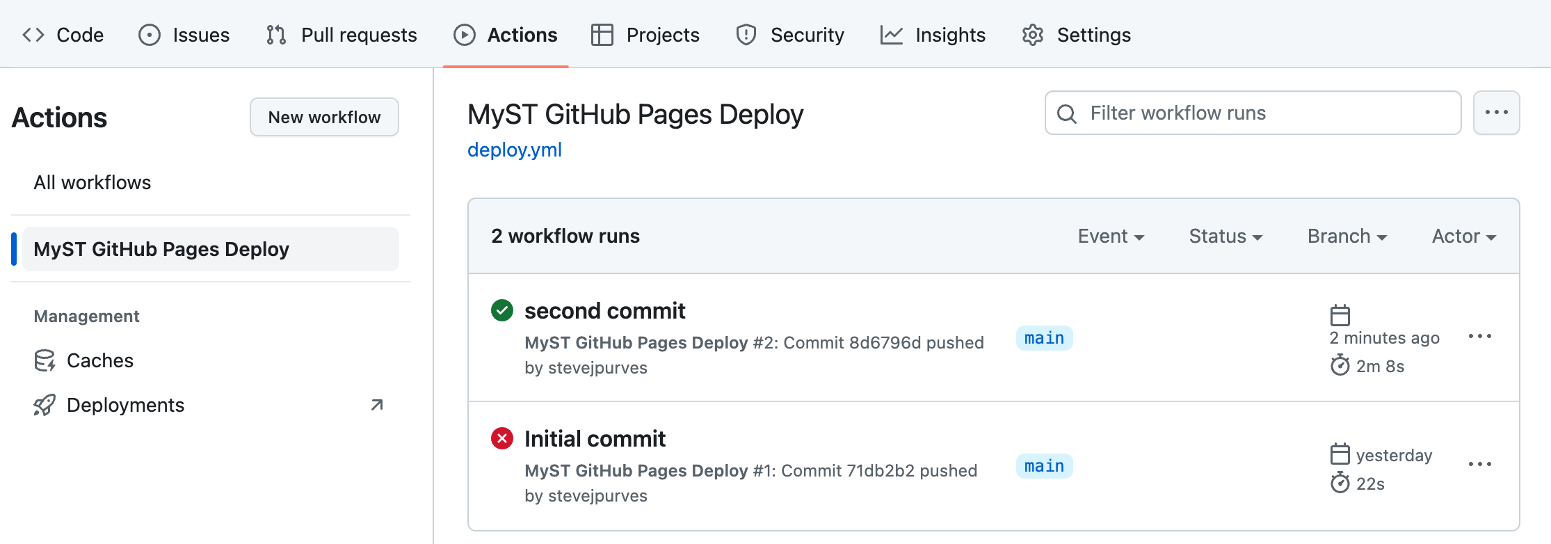 Add a new commit to the repository and the action should complete!