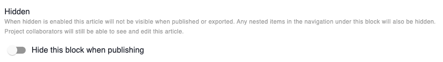 Hide the article or notebook when publishing.