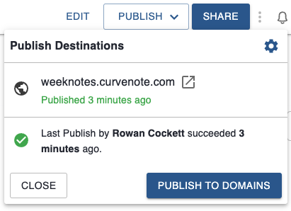 Easily publish your Curvenote project to a number of domains.