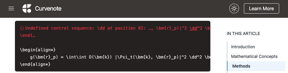 Partial rendering of \LaTeX errors in MyST.