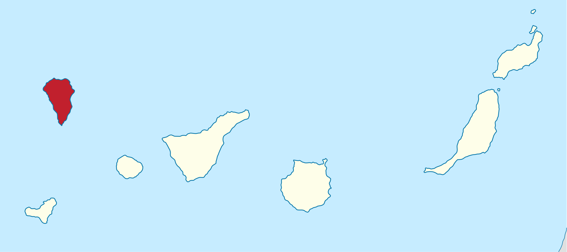 Map of La Palma in the Canary Islands. Image credit NordNordWest
