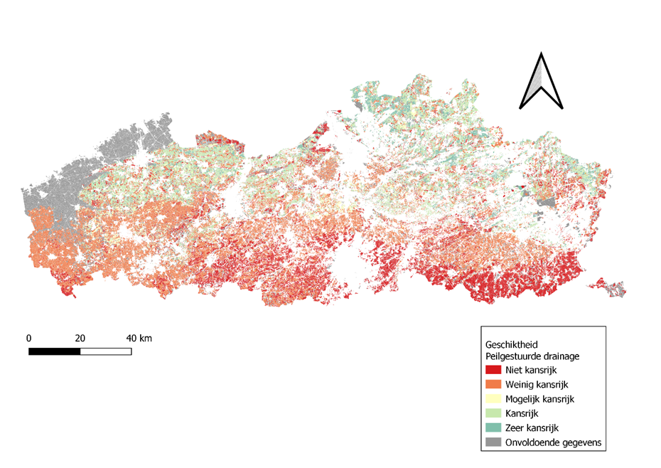 Geschiktheidskaart voor peilgestuurde drainage in Vlaanderen (eerste versie, juni 2022). Te raadplegen op www.waterradar.be.