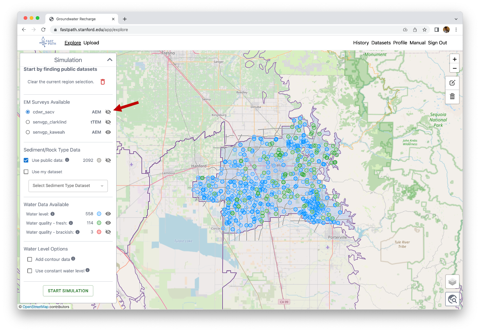 Role of an eye button in the GIS layer.