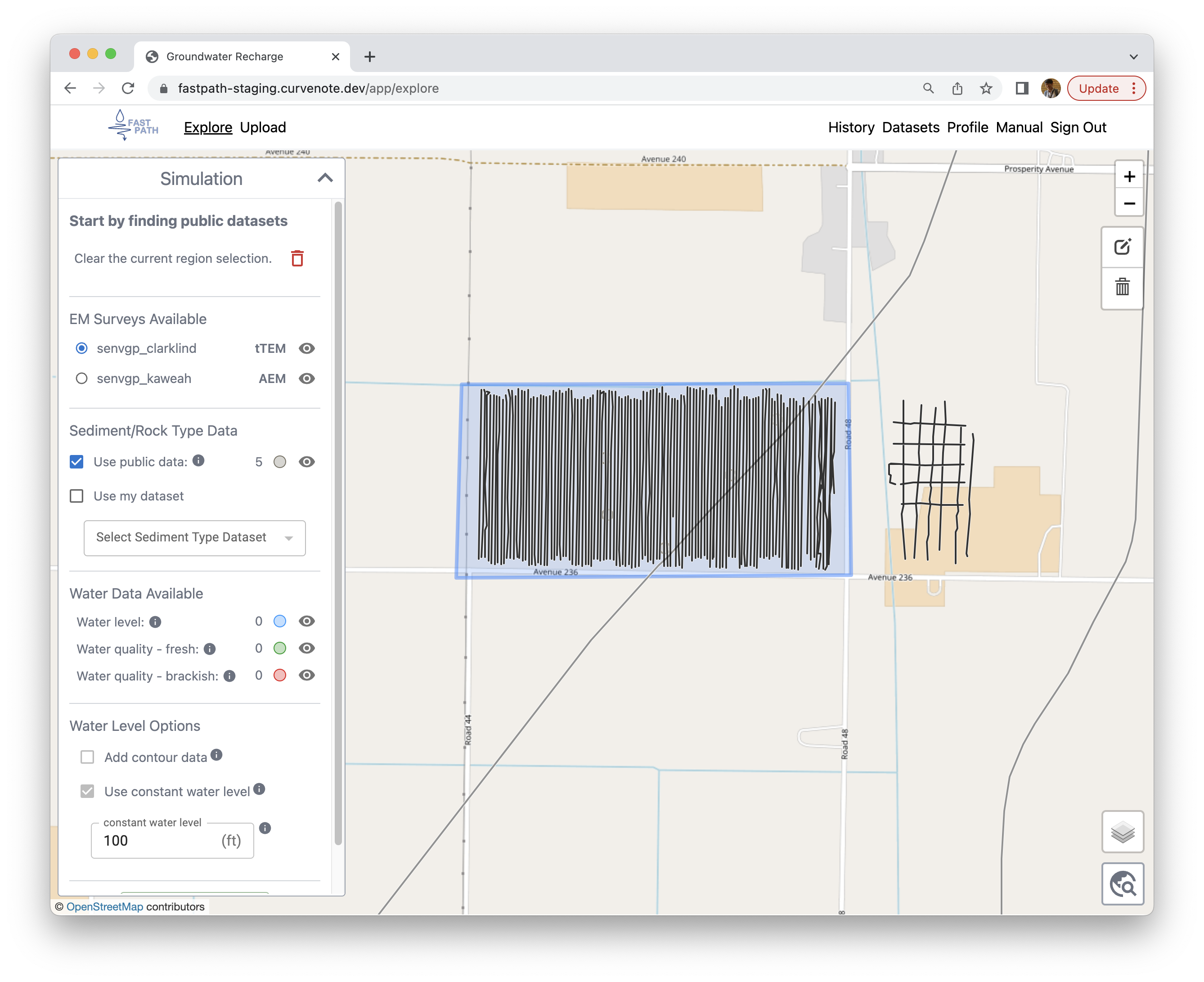 An example GIS layer addressing options using public EM data.