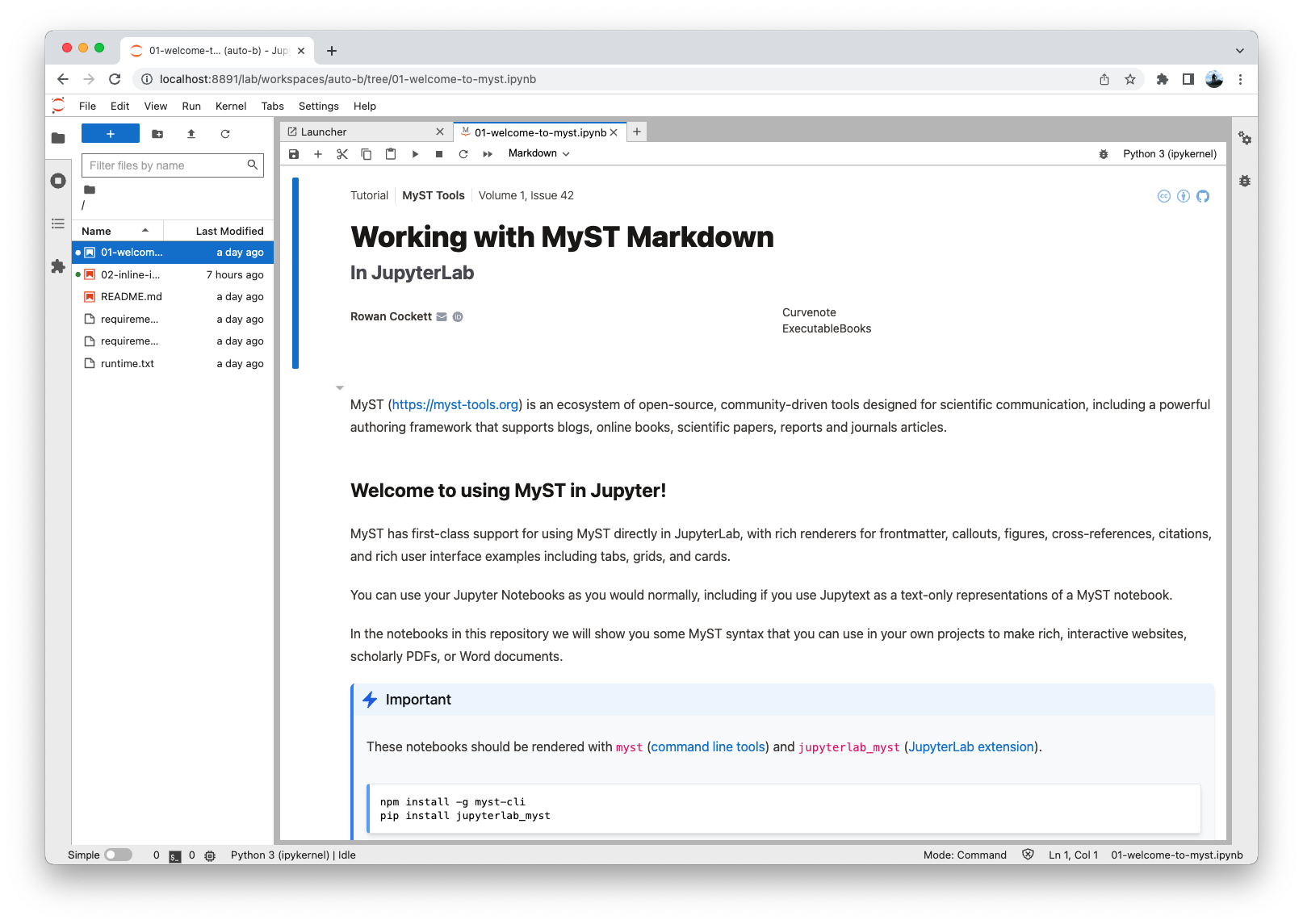 Working With Myst In Jupyter Lab - Myst Markdown