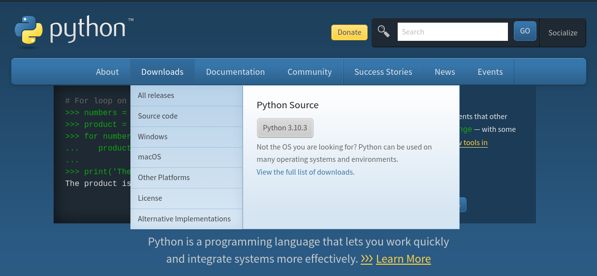 Install from python.org